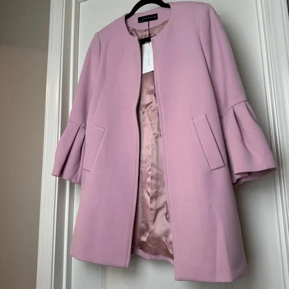 Bell Sleeve Zara Fuchsia Coat TRF_Outerwear By ZARA Womens M